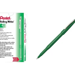 Pentel Rolling Writer Rollerball Pen, Medium Point, Green Ink, Dozen (R100D)