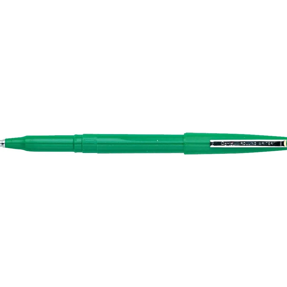 Pentel Rolling Writer Rollerball Pen, Medium Point, Green Ink, Dozen (R100D)