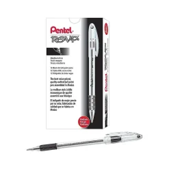 Pentel R.S.V.P. Ballpoint Pens, Medium Point, Black Ink, 12/Pack (BK91-A)