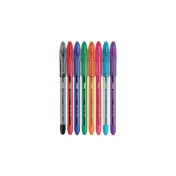 Pentel R.S.V.P. Ballpoint Pens, Medium Point, Assorted Ink, 8/Pack (BK91CRBP8M)