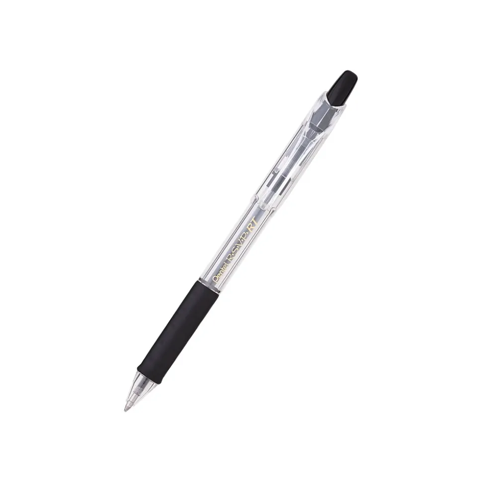 Pentel R.S.V.P. RT Retractable Ballpoint Pens, Medium Point, Black Ink, Dozen (BK93-A)