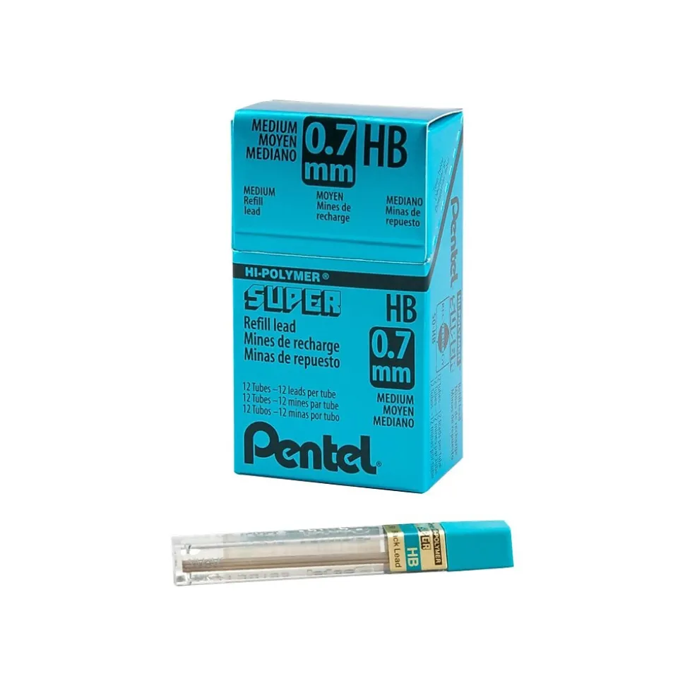 Pentel Super Hi-Polymer Lead Refill, 0.7mm, 12/Leads (50-HB)