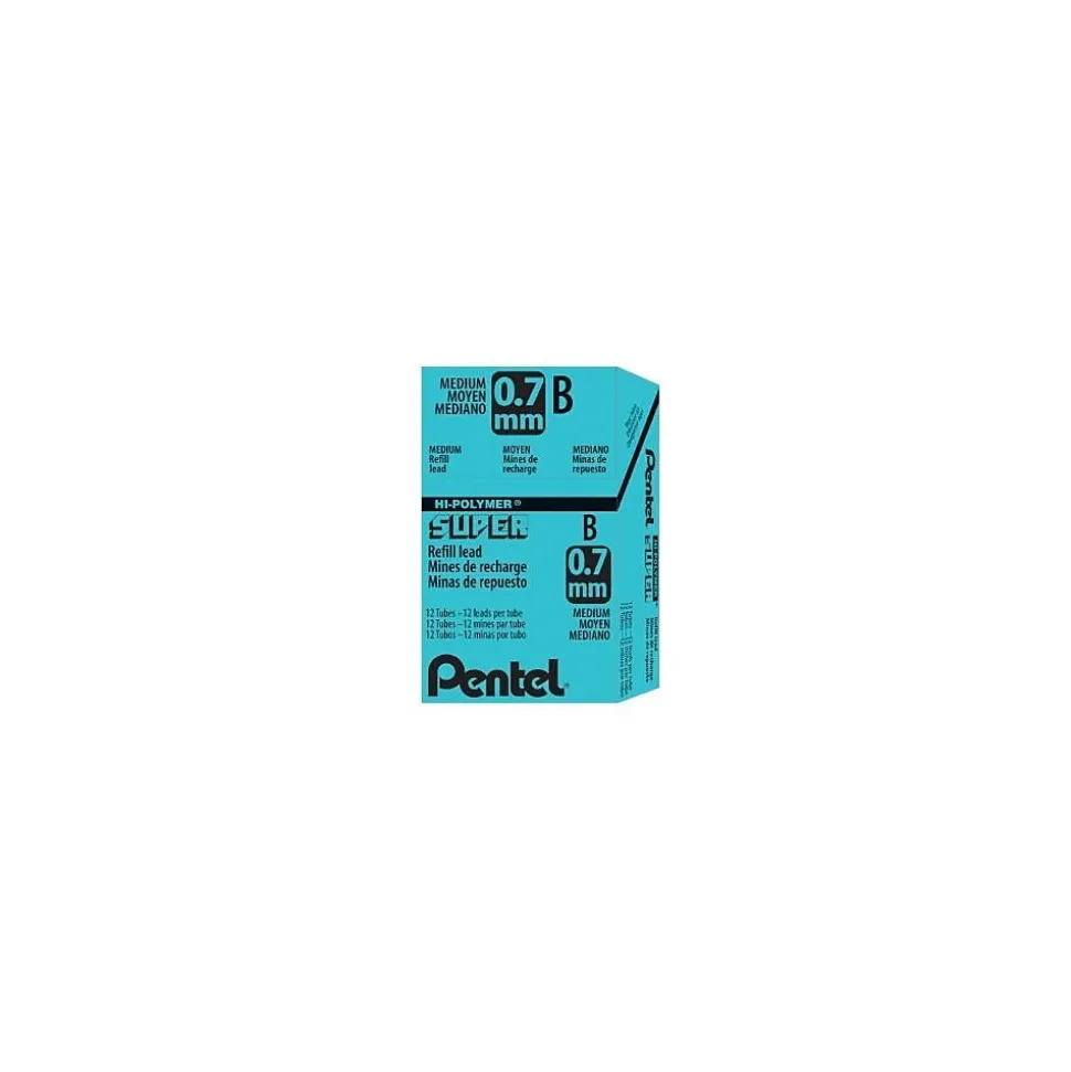 Pentel Super Hi-Polymer Lead Refill, 0.7mm, 12/Leads (50-HB)