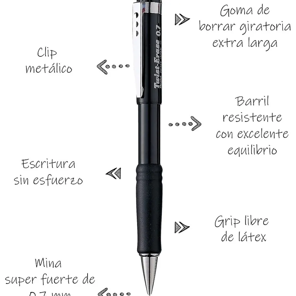 Pentel Twist-Erase III Mechanical Pencil, 0.7mm, #2 Medium Lead (QE517A)