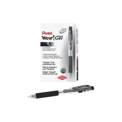 Pentel WOW! Retractable Gel Pens, Medium Point, Black Ink, 24/Pk (K437ASW2)