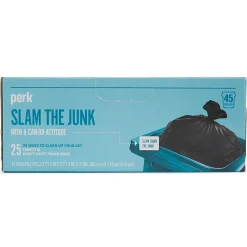 Perk™ 45 Gallon Kitchen Industrial Trash Bag, 45" x 38", Low Density, 1.1 mil, Black, 25 Bags/Box (PK56748)