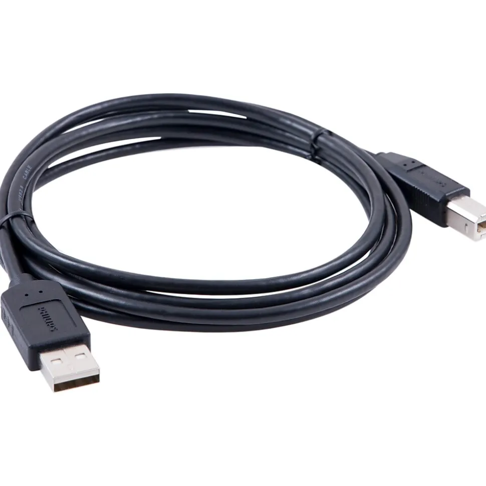 Philips 6' USB Type-A to USB Type-B Data Cable, Male to Male, Black (SWU7111A/27)