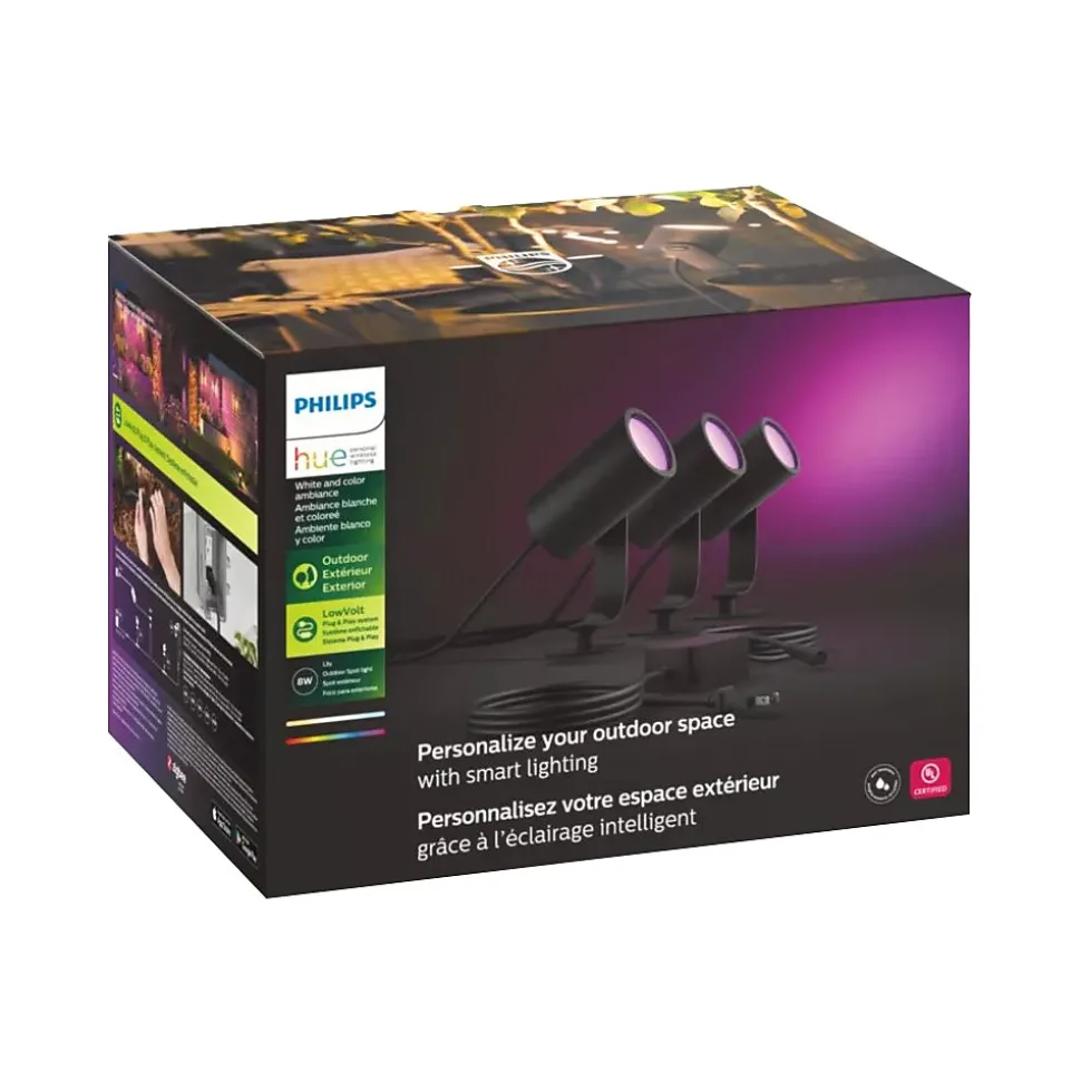 Philips Hue Lily LED 3-Piece Outdoor Spotlights, Black (1746730V7)