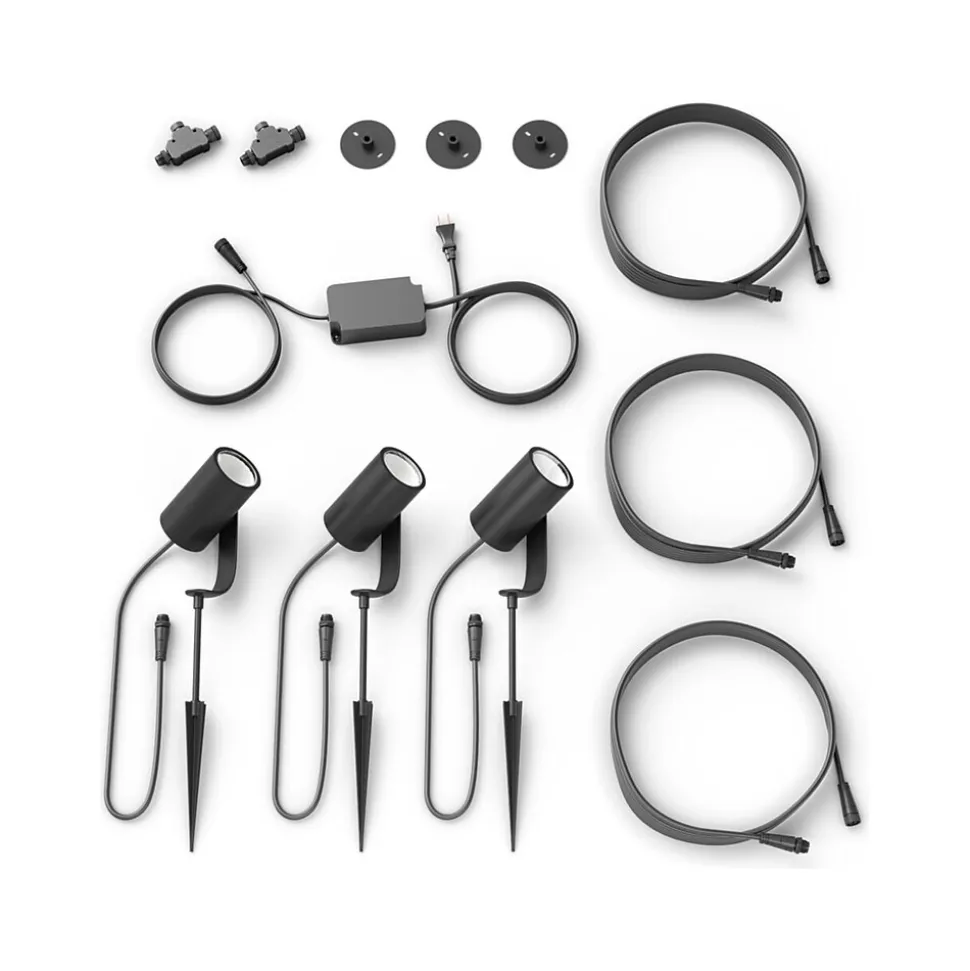 Philips Hue Lily LED 3-Piece Outdoor Spotlights, Black (1746730V7)