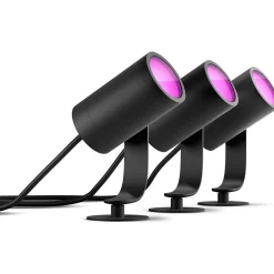 Philips Hue Lily LED 3-Piece Outdoor Spotlights, Black (1746730V7)