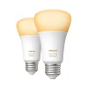 Philips Hue 60W Equivalent A19 LED Smart Light Bulb, Warm White, 2/Pack (548560)