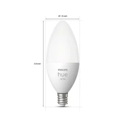 Philips Hue 40W Equivalent Candle LED Smart Light Bulb, Soft White, 2/Pack (548289)