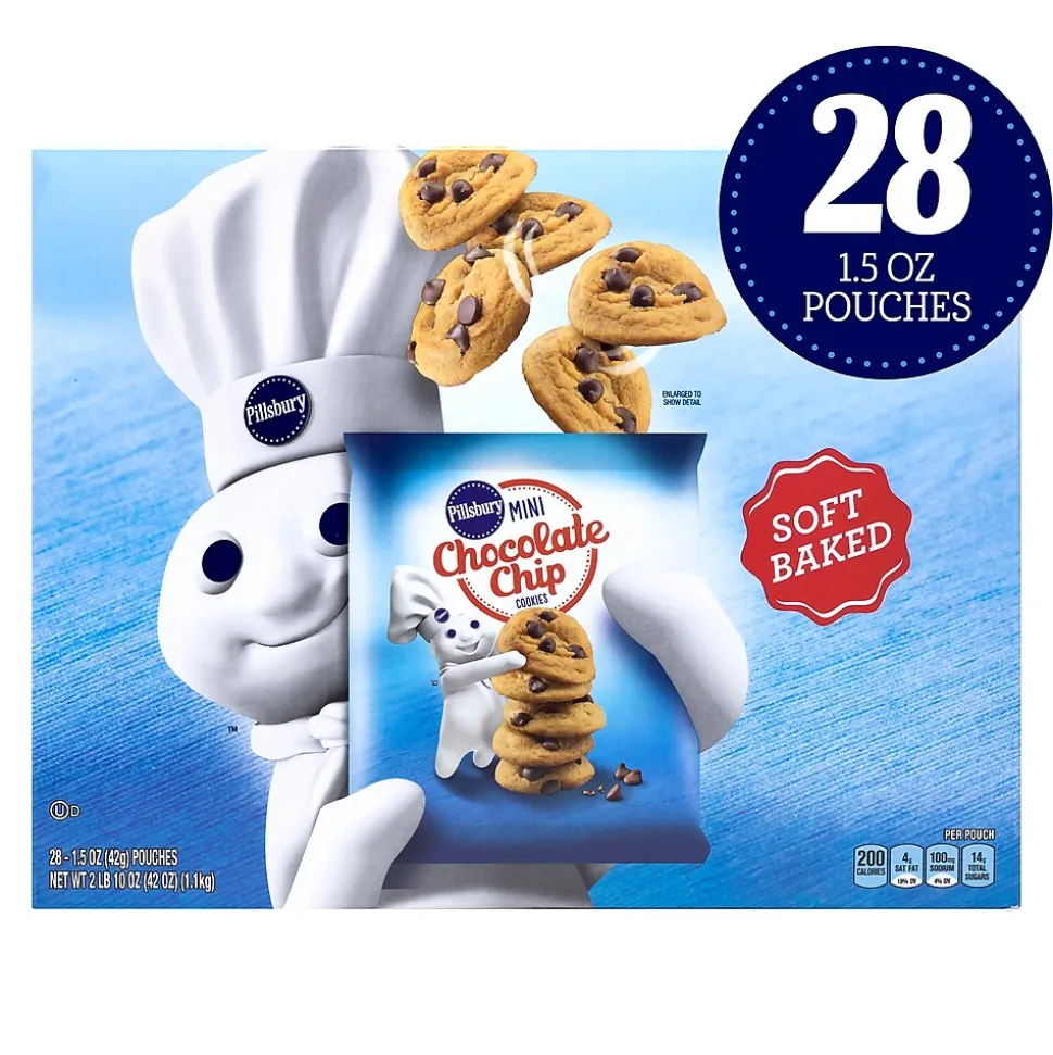Pillsbury Solf Bake Mini Chocolate Chip Cookies, 1.5 oz., 28/Pack (220-02056)