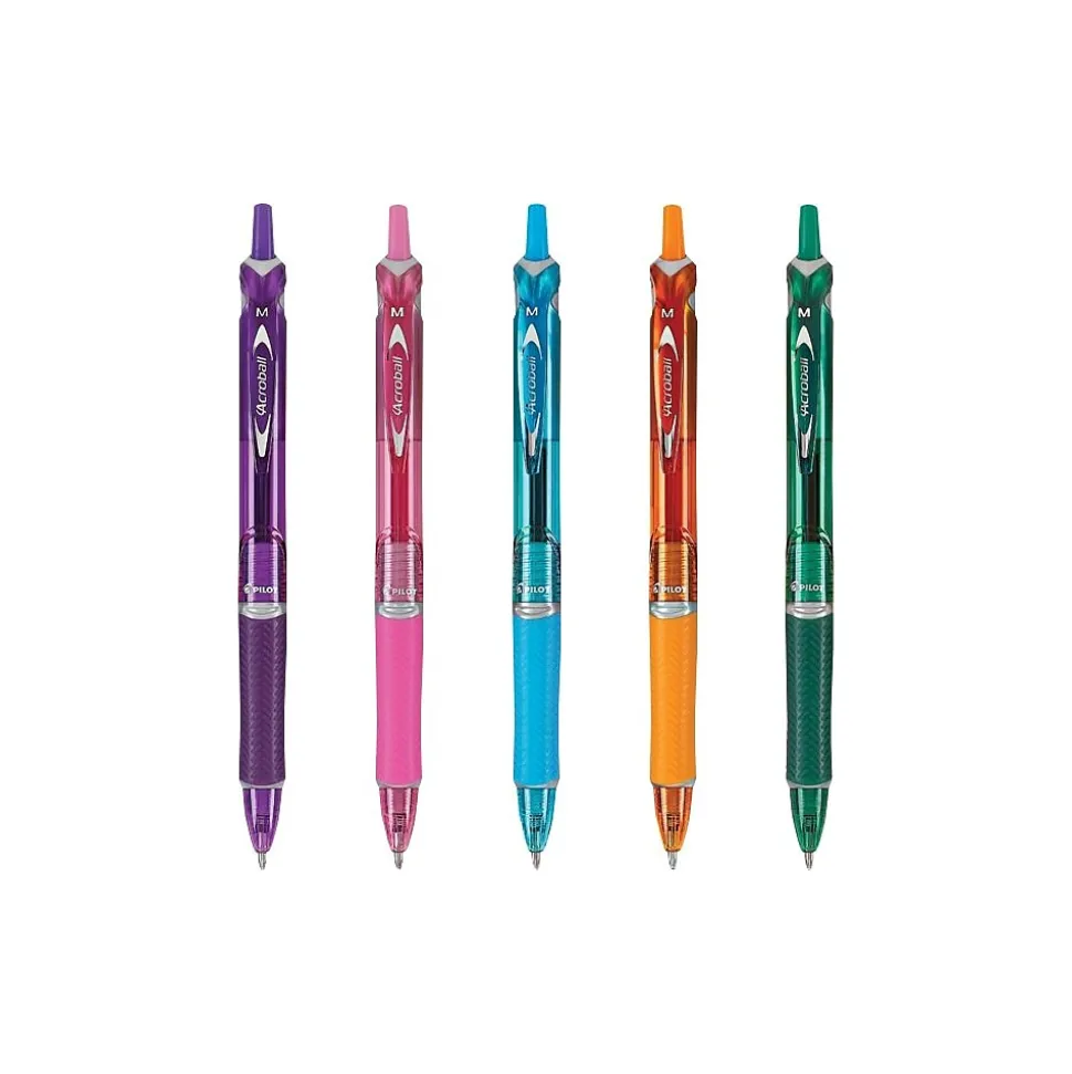 Pilot Acroball Colors Ballpoint Pens, Medium Point, Assorted Inks, 5/Pack (31808)