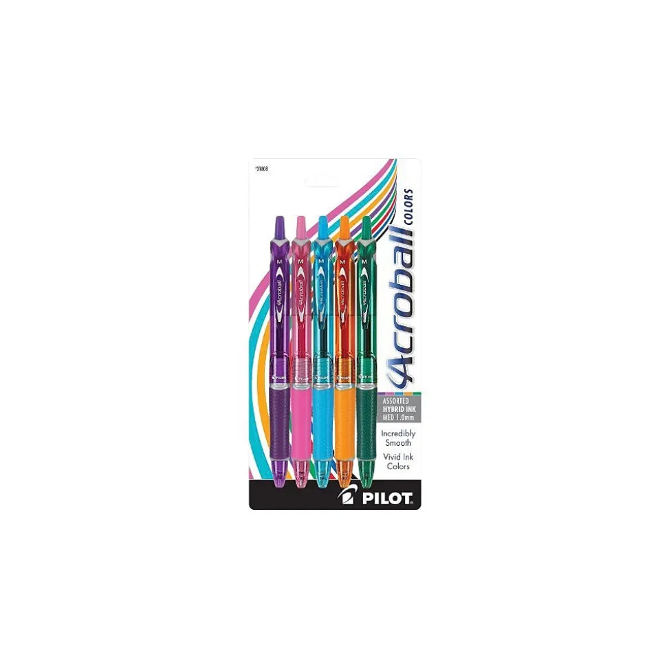Pilot Acroball Colors Ballpoint Pens, Medium Point, Assorted Inks, 5/Pack (31808)