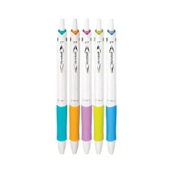 Pilot Acroball PureWhite Advanced Ink Retractable Ballpoint Pens, Fine Point, Black Ink, 5/Pack (31861)