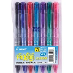 Pilot FriXion Ball Clicker Erasable Gel Pens, Extra Fine Point, Assorted Ink, 7/Pack (32509)