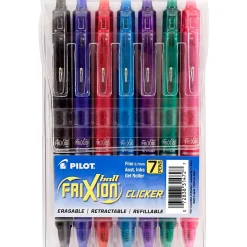 Pilot FriXion Ball Clicker Erasable Gel Pens, Fine Point, 0.7mm, Assorted Ink, 7/Pack (31472)