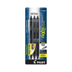 Pilot FriXion Synergy Clicker Retractable Erasable Gel Pen, Extra Fine Point, Black Ink, 3/Pack (FXYC3BLKE)