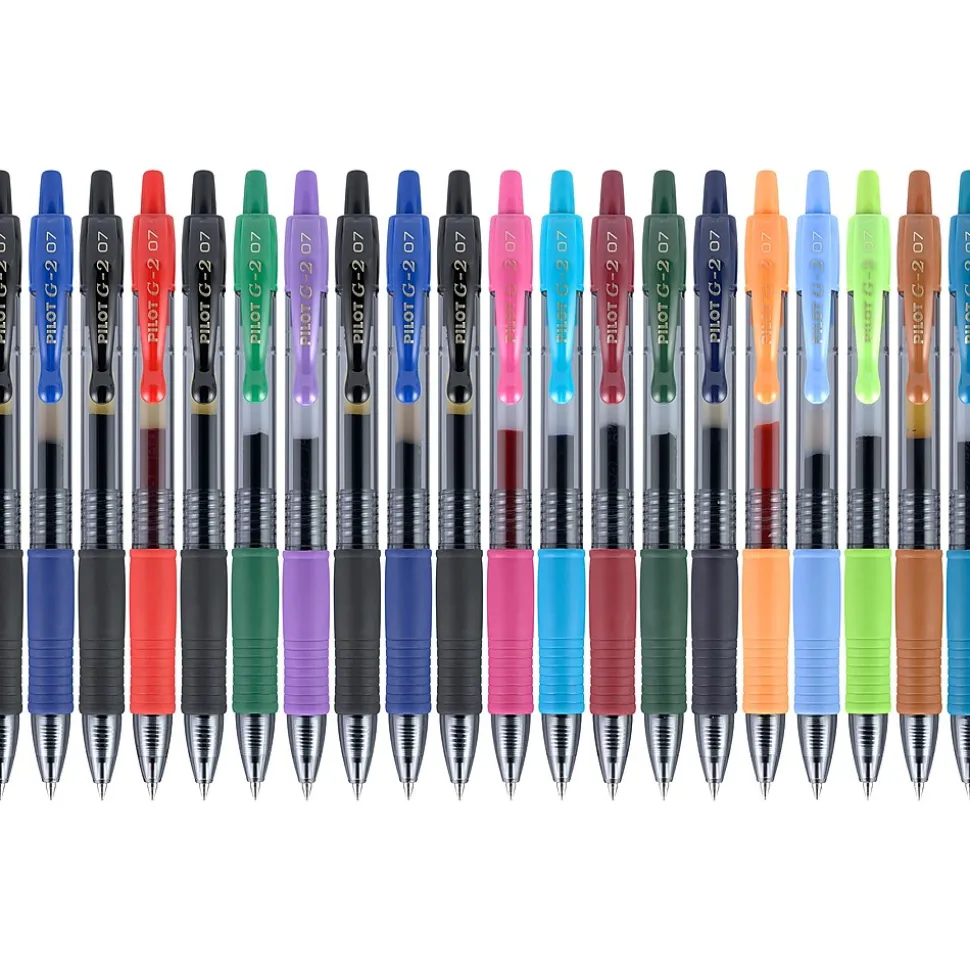 Pilot G2 Retractable Gel Pens, Fine Point, Assorted Ink, 20/Pack (31294)