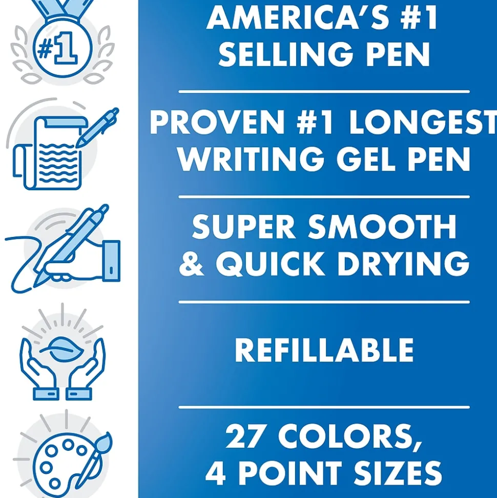 Pilot G2 Retractable Gel Pens, Fine Point, Assorted Ink, 20/Pack (31294)