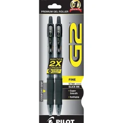 Pilot G2 Retractable Gel Pens, Fine Point, Black Ink, 2/Pack (31031)