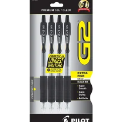 Pilot G2 Retractable Gel Pens, Extra Fine Point, Black Ink, 4/Pack (31055)