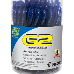 Pilot G2 Retractable Gel Pens, Fine Point, 0.7mm, Blue Ink, 36/Pack (84066)