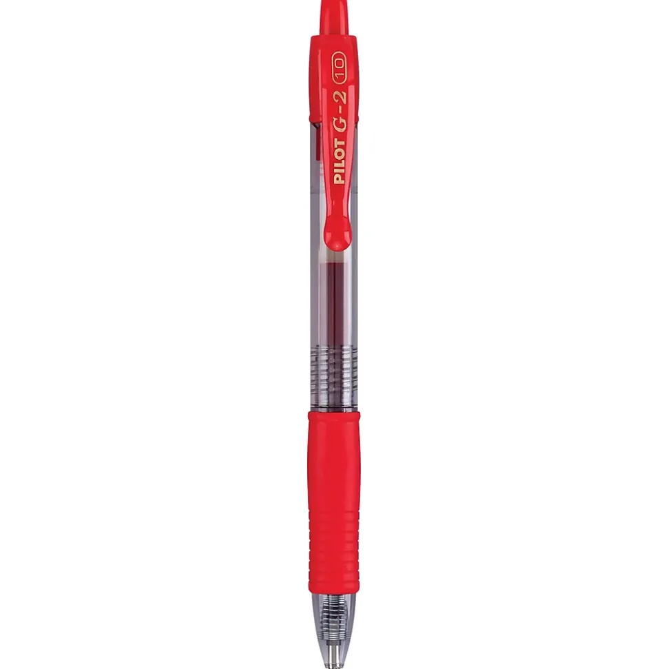 Pilot G2 Retractable Gel Pens, Bold Point, Red Ink, Dozen (31258)