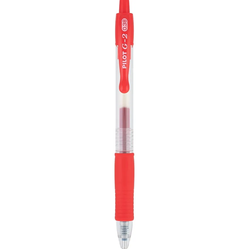 Pilot G2 Retractable Gel Pens, Ultra Fine Point, Red Ink, Dozen (31279)