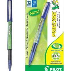 Pilot Precise V5 BeGreen Rollerball Pens, Extra Fine Point, Blue Ink, Dozen (26301)
