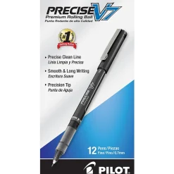 Pilot Precise V7 Rollerball Pens, Fine Point, Black Ink, Dozen (35346)