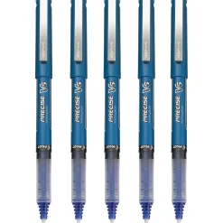 Pilot Precise V5 Rollerball Pens, Extra Fine Point, Blue Ink, 5/Pack (26011)