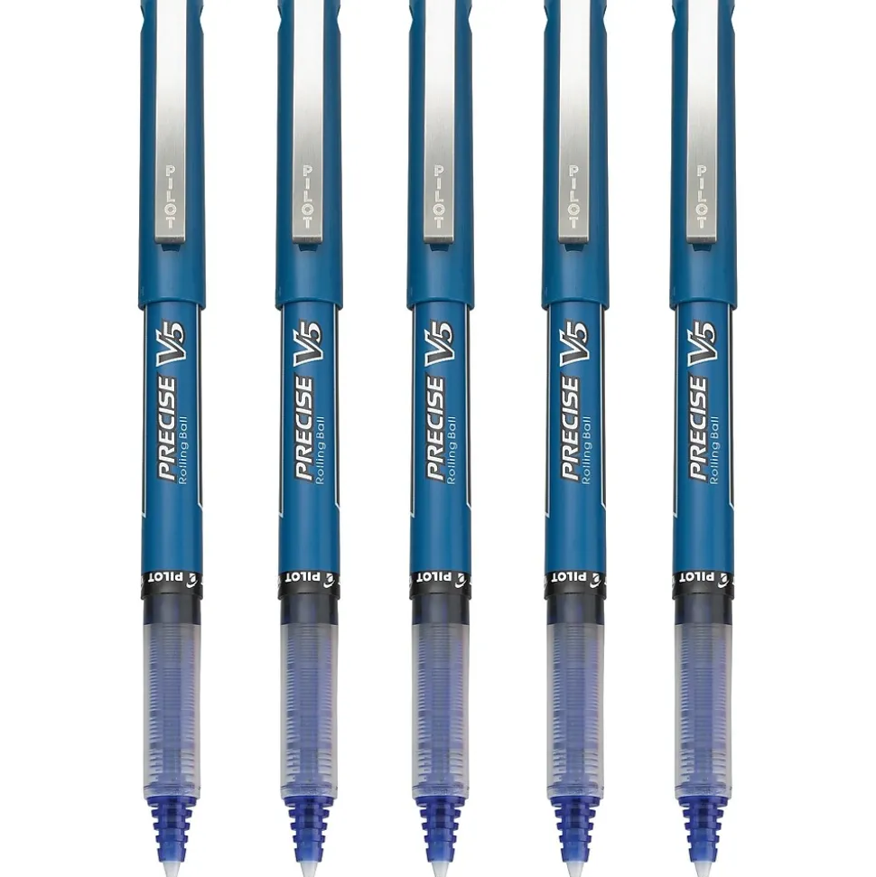 Pilot Precise V5 Rollerball Pens, Extra Fine Point, Blue Ink, 5/Pack (26011)