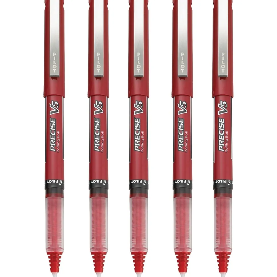 Pilot Precise V5 Rollerball Pens, Extra Fine Point, Red Ink, 5/Pack (26012)
