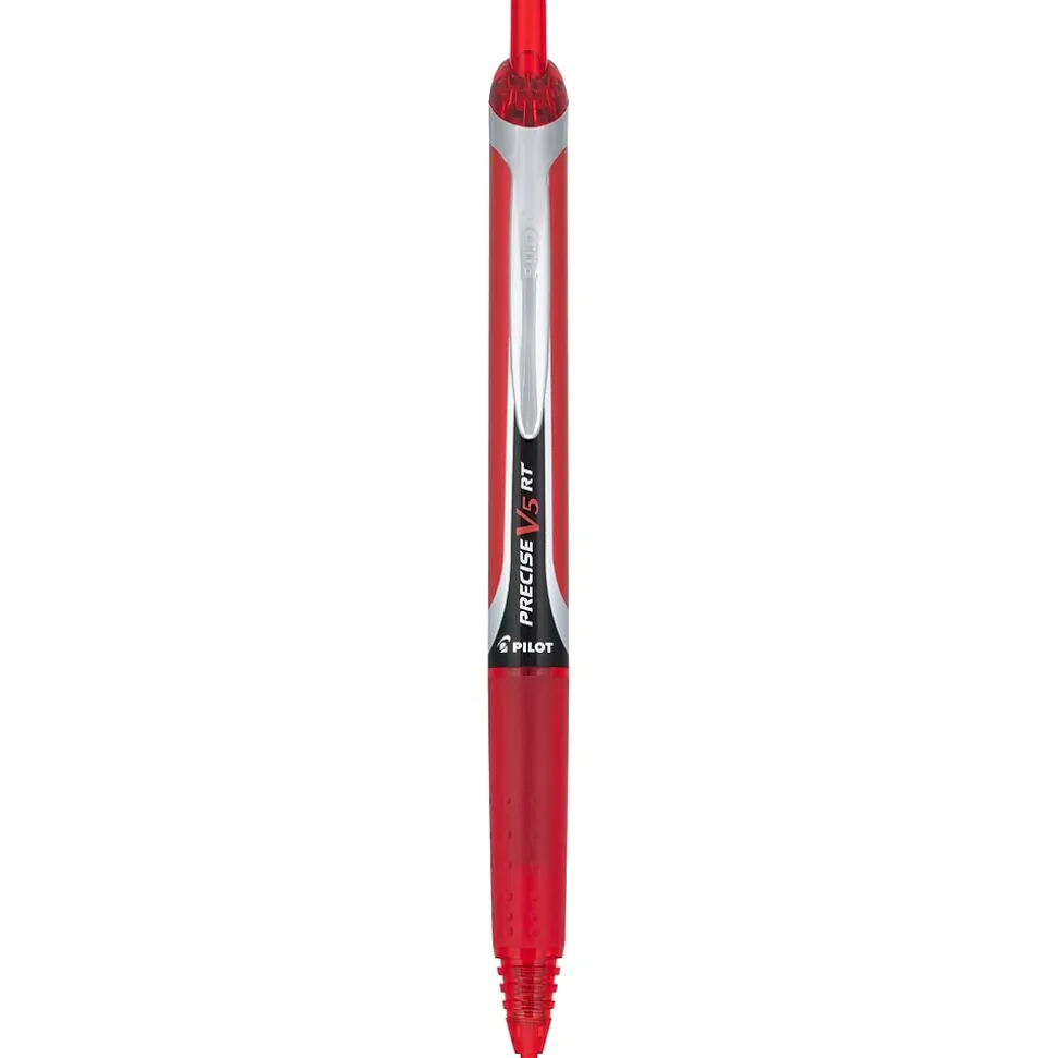 Pilot Precise V5 RT Retractable Rollerball Pens, Extra Fine Point, Red Ink, Dozen (26064)