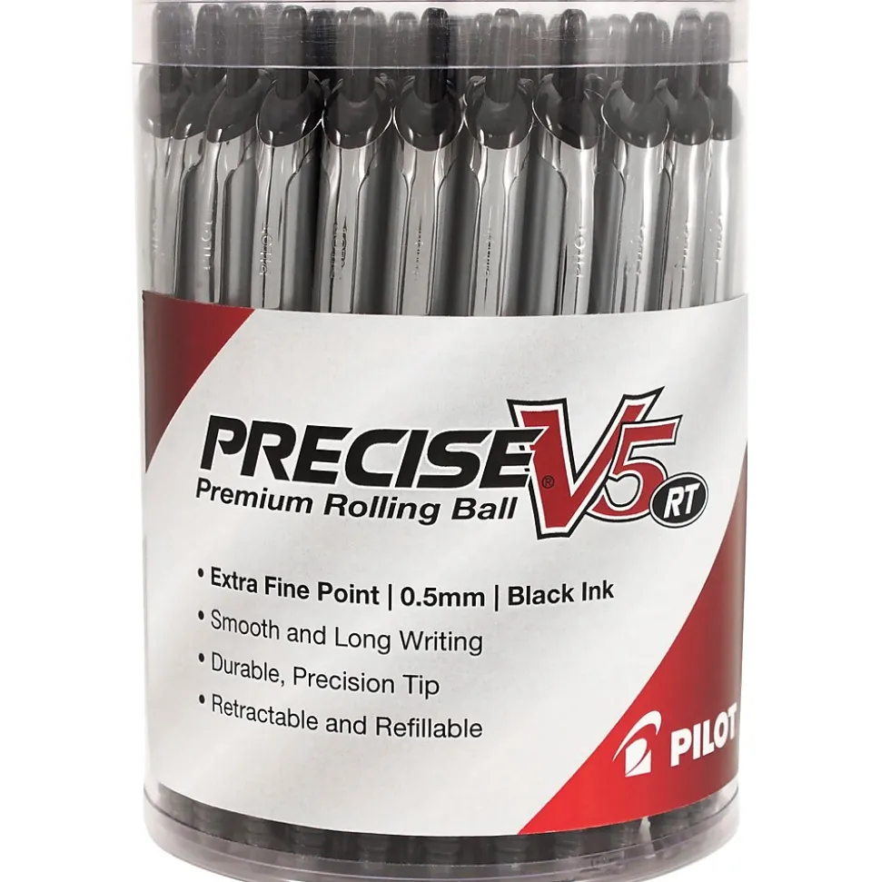 Pilot Precise V5 RT Retractable Rollerball Pens, Extra Fine Point, Black Ink, 30/Pack (84067)