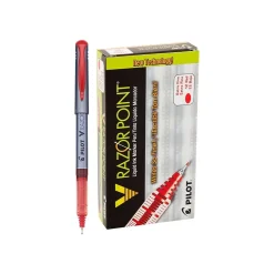 Pilot V Razor Point Liquid Ink Marker Pens, Extra Fine Point, Red Ink, Dozen (11022)