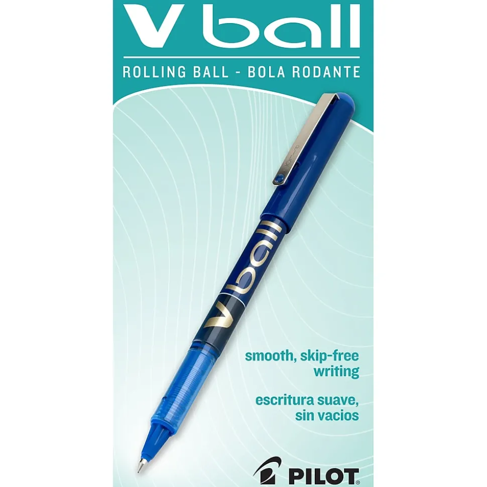 Pilot VBall Rollerball Pens, Fine Point, Black Ink, Dozen (35112)