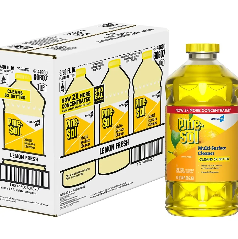 Pine-Sol Multi-Surface Cleaner/Degreaser, Lemon Fresh Scent, 80 Fl. Oz. 3/Carton (60607CT)