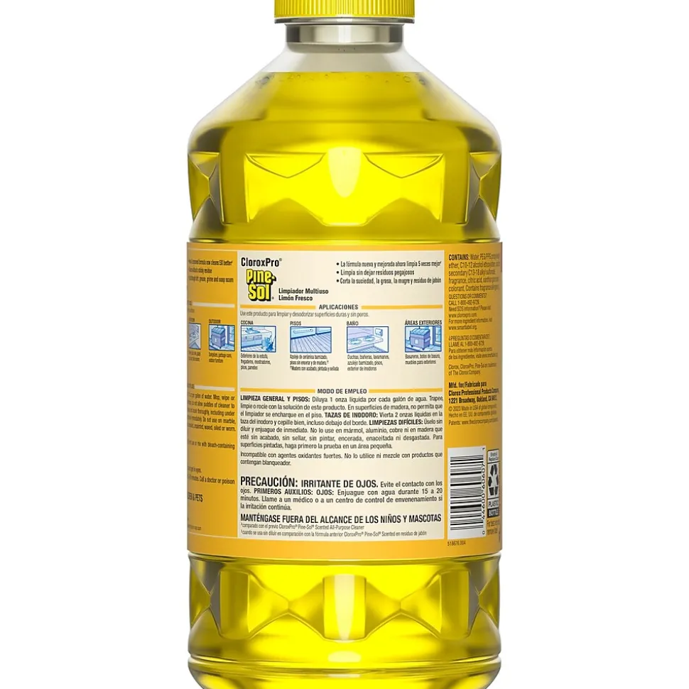 Pine-Sol Multi-Surface Cleaner/Degreaser, Lemon Fresh Scent, 80 Fl. Oz. 3/Carton (60607CT)