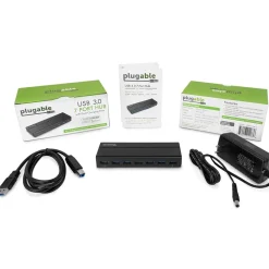 Plugable 7-Port USB 3.0 Hub, Black (USB3-HUB7C)