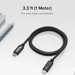 Plugable Thunderbolt-4 EPR 3.3' Cable, 240W, Black (TBT4-240W-1M)