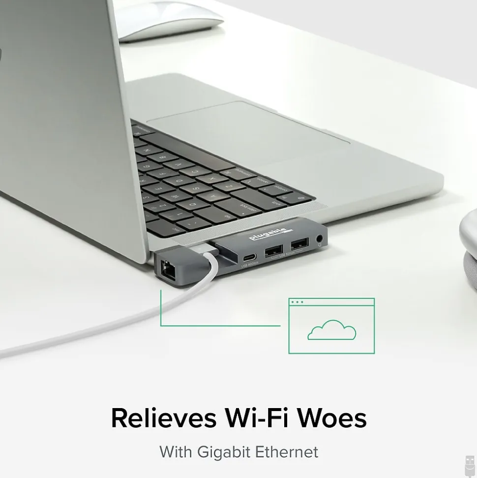 Plugable USB C Hub Multiport Adapter for Apple MagSafe 2 for MacBook Pro, Air M2