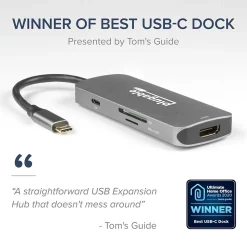 Plugable USB C Hub Multiport Adapter, 7-in-1 Hub, 87W Charging (USBC-7IN1)