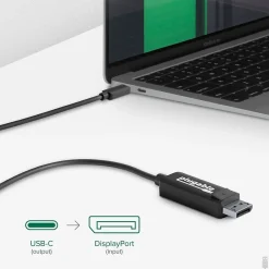 Plugable USBC-DP 6' USB 3.1 Type C to DisplayPort Audio/Video Cable, Black