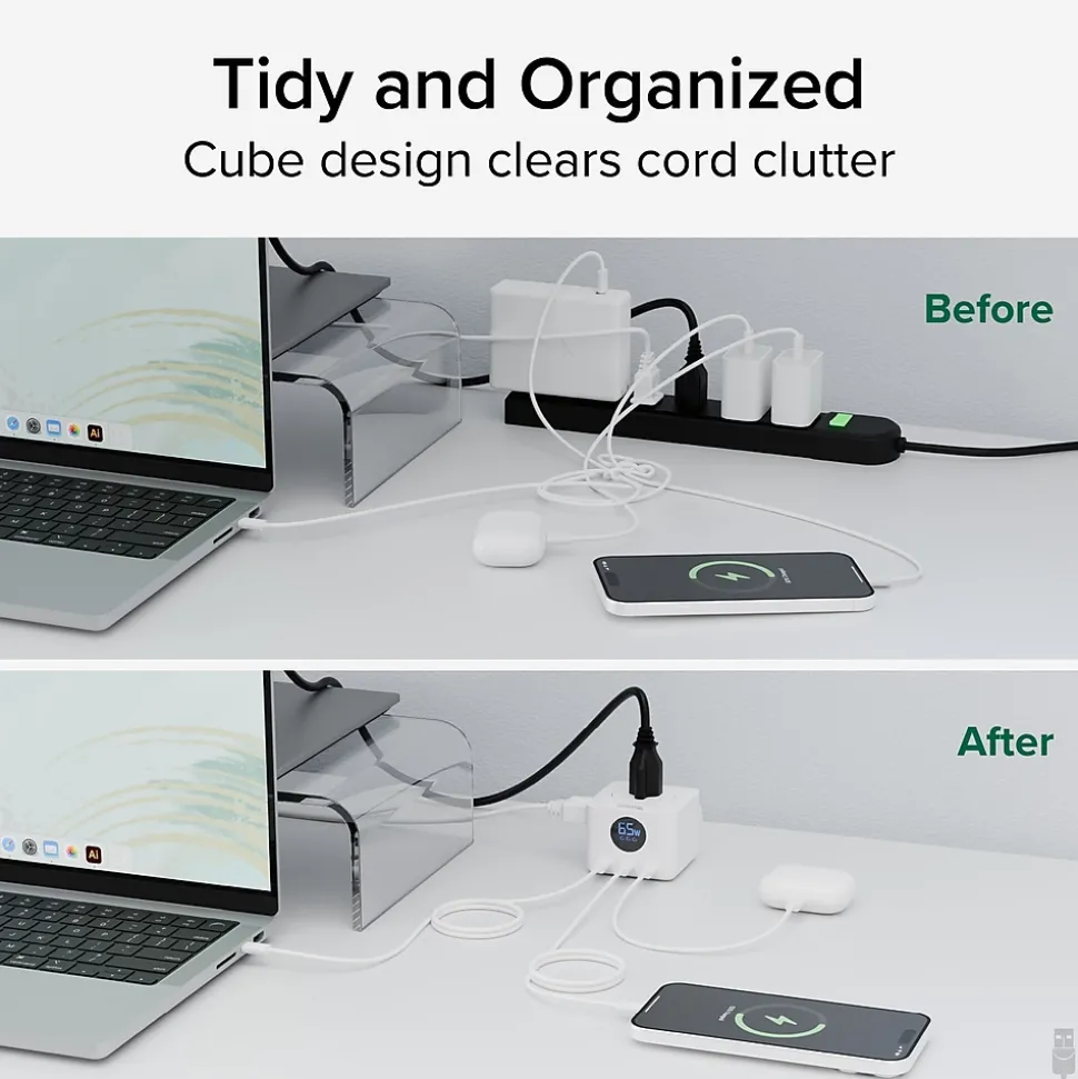 Plugable 67W USB-C Charging Station, White (PS3-METERC3)