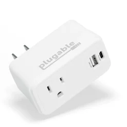 Plugable Wall Outlet Extender with USB-C and USB Charger, White (PS1-CA1)