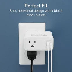 Plugable Wall Outlet Extender with USB-C and USB Charger, White (PS1-CA1)