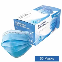 3-ply Disposable Half Face Mask, Adult, Blue, 50/Box (WXDKZ0007E/ET10000/FM-34EE)